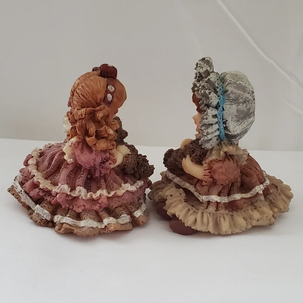 Vintage Resin Victorian Children with Teddy Bears Figurines